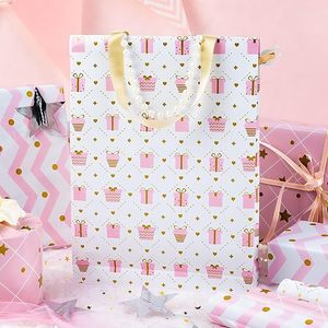 Pink girl-themed golden star dot gift box pattern lithographed <b>paper</b> <b>wrapping</b> <b>paper</b> for girl baby shower birthday party wedding - Product Image 5