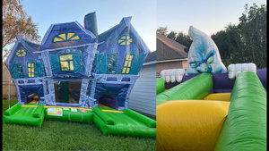 สนามเด็กเล่นเป่าลมรูปฟักทองสีดำสุดหลอน ทำจากวัสดุ PVC สำหรับฮาโลวีน บ้านผีสิง หลังคาสำหรับเล่นกีฬา ได้รับการรับรองมาตรฐาน CE ติดตั้งง่าย - Product Image 6
