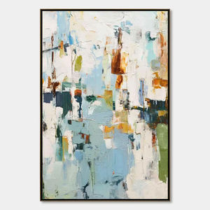 Soft Neutral Art Aluminum <b>Framed</b> Light Green White Still Life Abstract Handmade Oil <b>Painting</b> Home Hotel Office Decorative Arts - Product Image 2