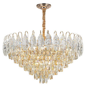 Luxury <b>Crystal</b> Leaf Hanging Light Luxury Gold Iron Leaves K9 <b>Crystal</b> <b>Chandeliers</b> Lighting - Product Image 6