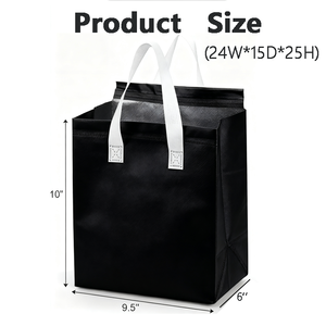Sac isotherme réutilisable en non-tissé avec logo personnalisé pour aliments, noir, pour boissons froides, vente en gros, faible MOQ - Product Image 4