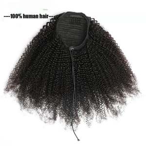 Expédition immédiate : Queue de cheval à cordon de serrage 100g Afro Kinky Curly, cheveux humains indiens Remy, extension douce et lisse 4B 4C - Product Image 2