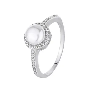 Top Quality Freshwater Pearl Ring For Women Full Size Rings With Big Round Mute White Pearl Natural Pearl Jewelry