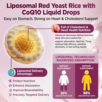 Gouttes liquides de levure de riz rouge liposomale avec CoQ10 1200mg, supplément d'extrait de levure de riz rouge avec citron bergamote