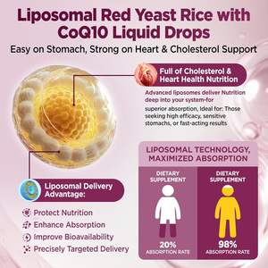 Липосомальные жидкие капли из красного риса с коэнзимом Q10 1200 мг, экстракт красного риса для снижения уровня холестерина с цитрусовым бергамотом - Product Image 4