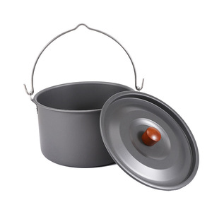 Pot de camping portable en alliage d'aluminium 5,5 L non revêtu pour feux de camp en plein air, utilisation par 4 à 6 personnes - Product Image 5