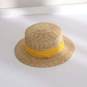 Sombreros de Paja Planos Tipo Boater Baratos al por Mayor para Vacaciones en la Playa, Sombreros de Verano Unisex de Paja de Trigo con Bordado 3D, para Viajes, Esquí y Pesca - Product Image 6