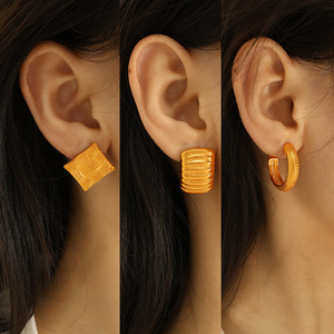 Geometric <b>Huggie</b> Earrings Zinc Alloy Women's Fashion Earring Set EH375 7 - Product Image 4