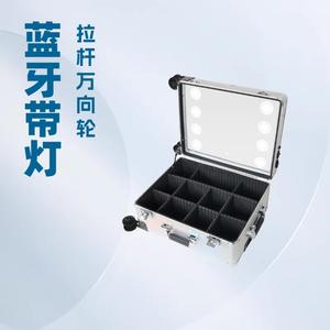 Estuche de maquillaje iridiscente de 20 pulgadas con ruedas giratorias, caja de almacenamiento de cosméticos holográfica con cerradura y espejo para uso doméstico - Product Image 4