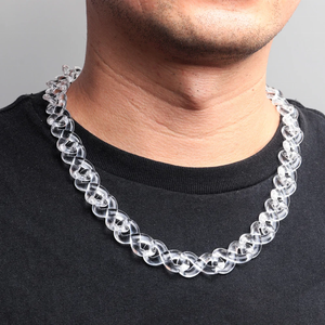 Collana Hip Hop 2024 di Tendenza, Gioielli da Uomo Punk Cool, Catena con Spine, Creativa con Maglie Infinite in Acrilico Trasparente, per Uomini e Donne - Product Image 6