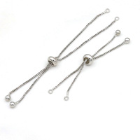 Nouveau bracelet unisexe ajustable et extensible en acier inoxydable plaqué or sous vide, avec maillons coulissants carrés et perles, personnalisable, idéal comme cadeau