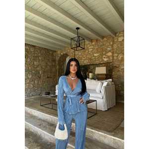 Ensemble de robes décontractées en crêpe indigo - Product Image 2