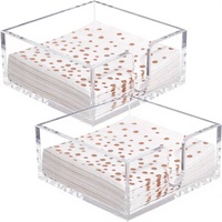 Rubtlamp 2 Pack Tempat Serbet Akrilik Transparan Persegi 5.5x5.5x2.6 Inci untuk Penggunaan Meja & Dapur di Hari Ibu