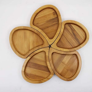 Bandeja de Bambú de Forma Irregular, Multifuncional, para Servir Nueces, Dulces y Frutas, Color Amarillo Claro, Bandejas Decorativas de Madera Maciza - Product Image 5
