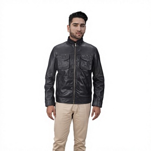 Nuevas Chaquetas Casuales de Invierno de Cuero Genuino Premium 2026 al por Mayor para Hombre, Cuello Alto, Impermeables, con Cremallera, Teñidas, Lavadas, Suaves por Delante - Product Image 3
