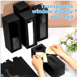 Cajas de Papel Kraft Portátiles Ecológicas Personalizadas con Ventana, Embalaje Plegable Resistente para Envío y Almacenamiento de Vasos - Product Image 5