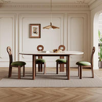 Ensemble de table à manger moderne de luxe au design nouveau avec table ovale en pierre frittée blanche en bois pour la salle à manger à domicile