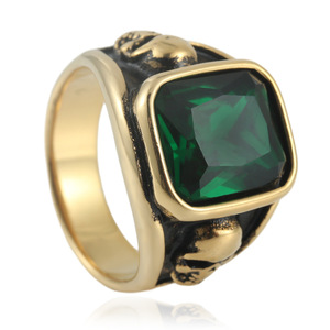 Men's Skull <b>Ring</b> Blue Stone Bezel Setting Geometric Design Everyday Wear - Product Image 5