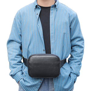 Sac banane unisexe en cuir véritable imperméable avec fermeture éclair, multifonctionnel, convertible en sac de poitrine deux-en-un, idéal pour l'extérieur - Nouveauté en gros - Product Image 1