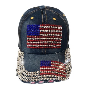 Casquette de baseball sportive 5 panneaux personnalisée pour femme, style bling, avec fleur et strass, ajustable, en denim, tissu courant - Product Image 2