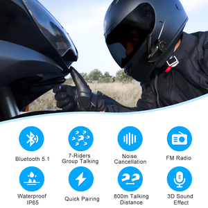 Intercomunicador para Motocicleta <span class=keywords><strong>Ejeas</strong></span> <span class=keywords><strong>Q7</strong></span> Full Duplex, Tecnología Inalámbrica Bluetooth para 7 Conductores, Accesorio para Cascos de Motocicletas y Bicicletas - Product Image 5