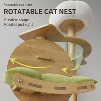 Arbre à chat en bois semi-circulaire grand format, tout-en-un : tour d'escalade, lit et griffoir, avec espace de repos, livraison directe