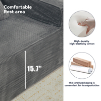 Canapé sectionnel modulaire compressé sous vide à éponges haute densité 3 places gris foncé pour appartement