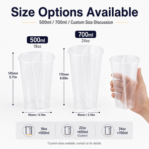 Gobelet jetable personnalisé en PET à <span class=keywords><strong>deux</strong></span> compartiments avec couvercle et logo personnalisé pour thé aux perles et boissons froides – Vente en gros - Product Image 3