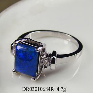 خاتم فضة استرليني عيار 925 بسعر الجملة، مرصع بحجر الأوبال الأزرق المكسيكي، خاتم نسائي أنيق، موديل DR03010684R - Product Image 2