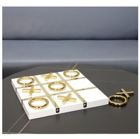 Jeu de Tic Tac Toe de luxe en métal, échiquier en marbre, échiquier en forme de grille à neuf cases, ornement, haute qualité, apparence attrayante