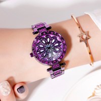 Jam tangan wanita mewah ringan, jam tangan wanita mewah, bunga, baja anti karat, jam Quartz, anti air, mewah