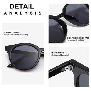 แว่นกันแดดทรงกลมสำหรับผู้หญิง รุ่น Conchen กรอบสีดำ วัสดุ PC ป้องกันรังสียูวี 400 แฟชั่นสำหรับการเดินทาง แว่นตากันแดดที่สวมใส่ได้ - Product Image 5