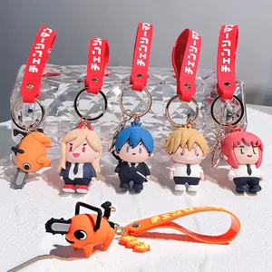 8 Styles Chainsaw Man PVC Keychain Denji Makima 3D Keyring Power Pochita Keychains Claw Machines for Kids Gift