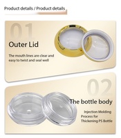 Pot en plastique PS avec couvercle doré de luxe, récipient transparent vide pour capsules, poudre, crème cosmétique, logo personnalisé
