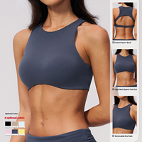 Ropa Deportiva al por Mayor con Logotipo Personalizado, Sujetador Deportivo de Alta Sujeción para Yoga y Gimnasio, con Espalda Descubierta y Relleno Extraíble