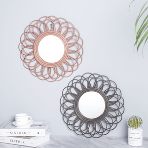 Flower Shape <b>Wall</b> <b>Mirror</b> <b>Silver</b> <b>Mirror</b> Handmade Decorative <b>Mirror</b> For Living Room Entryway Dressing <b>Mirror</b> - Product Image 1