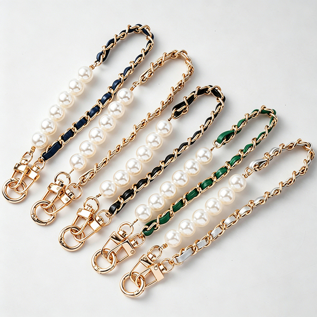 Pearl Leather Rope Wrist Lanyard Strap for iPhone 18 Pro Max Rope Metal Band for galaxy S26 ultra All Smart Phone RP014