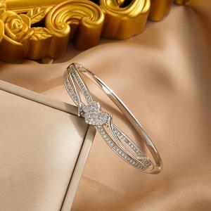 Bracelet tendance en cuivre plaqué argent/or avec zircon, formes géométriques, cœur d'amour, pour femme, <span class=keywords><strong>jeune</strong></span> fille, <span class=keywords><strong>cadeau</strong></span> pour <span class=keywords><strong>mariée</strong></span> - Product Image 3