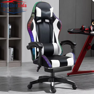 Silla de Juego de Lujo para Deportes Electrónicos con Reposapiés y Reposabrazos, Moderna, Giratoria, Ergonómica, de Cuero PU, Reclinable, con Funciones de Masaje, Hecha de Metal - Product Image 1