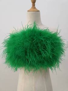 Ladies Cropped Wraps Zipper Sleeveless Bustier Corset <strong>Top</strong> Fur Strapless Ostrich <strong>Feather</strong> <strong>Top</strong> - Product Image 6