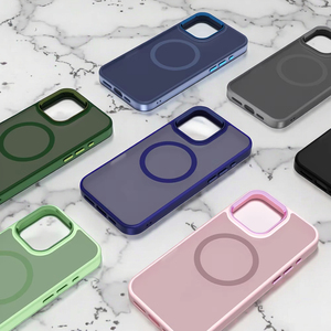 Mate translúcido Frosted Skin Feel Mobile Back Cover Botón de aluminio Metal Cámara Fundas protectoras para teléfonos para iPhone Samsung - Product Image 1