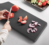 Planche à découper en bambou extra longue personnalisée avec poignée, planche à charcuterie et à fromage, durable, épaisseur 2,0 cm, design noir, certifiée BSCI