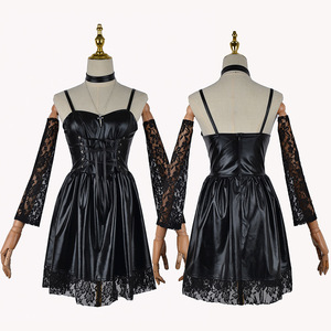 Death Note Cosplay Costume <span class=keywords><strong>Misa</strong></span> <span class=keywords><strong>Amane</strong></span> Imitation Cuir Sexy Robe + Bijoux De Cou + Bas + Collier Uniforme Outfit Halloween Perruque - Product Image 2