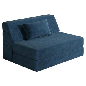 Custom Designed Compressed Roll Wrapped Tofu Block <b>Sofa</b> <b>Bed</b> Square <b>Convertible</b> Foam Filling Corduroy Fabric Modern Minimalist - Product Image 1