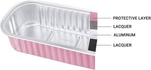 Khay bánh hình chữ nhật màu hồng 200ml có thể tái chế, kèm nắp, làm bằng giấy bạc nhôm, khay nướng bánh bằng giấy bạc nhôm có nắp - Product Image 2