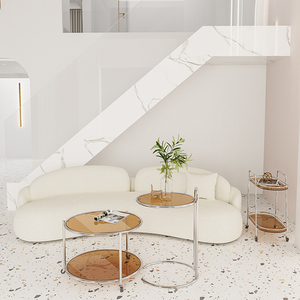 Chất Lượng Cao Vòng Thông Tư Nhung Phòng Khách Ghế Sofa Đặt Nhà Cong C Hình Ghế Vải Cánh Tay Thấp Sofa - Product Image 3