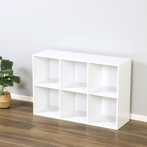 Legno 6 cubo di stoccaggio espositore organizzatore libreria con pannello posteriore facile montaggio scaffali in legno bianco finitura libreria - Product Image 4