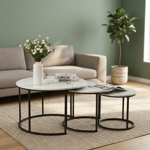 Mesas de centro modernas con tapa de mármol y estructura metálica para muebles de sala de estar Fresh Find - Product Image 6