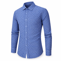 Chemises à carreaux pour hommes, manches longues, 50% coton, 50% polyester, boutonnées, style business décontracté, pour le bureau, vente en gros, marque privée, taille US