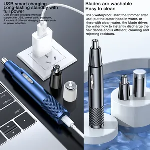Painless USB Rechargeable Electric Nose And Ear Hair Trimmer For Men
